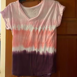 pink, white and purple tie dye decree blouse